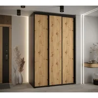 Skriňa s posuvnými dverami Davos 1 150 cm 60 cm hĺbky Svetlohnedé drevo Čierna
