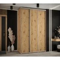 Skriňa s posuvnými dverami Davos 1 150 cm 60 cm hĺbky Svetlohnedé drevo Sivá