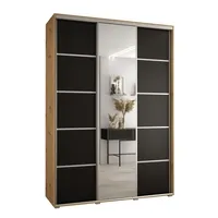 Posuvná skříň se zrcadlem Cannes 5 180 hloubka 45 cm Dřevo světle hnědé Černý