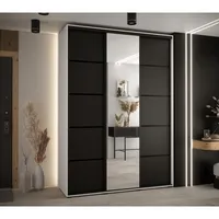 Posuvná skříň se zrcadlem Cannes 5 180 hloubka 45 cm Bílá Černý