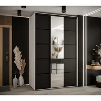 Skriňa s posuvnými dverami so zrkadlom Cannes 5 160 cm 60 cm hĺbky Biela Čierna