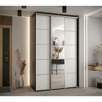 Skriňa s posuvnými dverami so zrkadlom Cannes 5 160 cm 60 cm hĺbky Biela Čierna