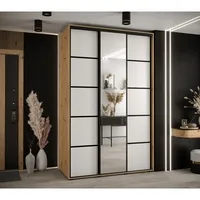Skriňa s posuvnými dverami so zrkadlom Cannes 5 160 cm 60 cm hĺbky Svetlohnedé drevo Biela