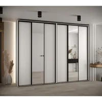 Skriňa s posuvnými dverami so zrkadlom vysoká Davos 3 300 hĺbka 45 cm Biela Čierna
