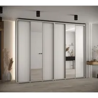 Skriňa s posuvnými dverami so zrkadlom vysoká Davos 3 300 hĺbka 45 cm Biela