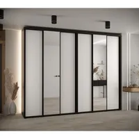 Skriňa s posuvnými dverami so zrkadlom vysoká Davos 3 300 hĺbka 45 cm Biela Čierna