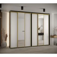 Skriňa s posuvnými dverami so zrkadlom vysoká Davos 3 300 hĺbka 45 cm Biela Čierna