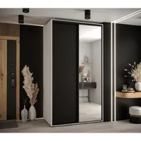 Posuvná skriňa so zrkadlom vysoká Davos 3 130 hĺbka 60 cm Biela Čierna