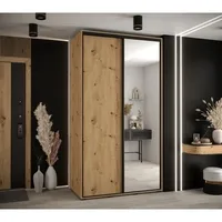Posuvná skriňa so zrkadlom vysoká Davos 3 130 hĺbka 60 cm Svetlohnedé drevo