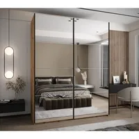 Skriňa s posuvnými dverami Lux 2 200 Svetlohnedé drevo Biela Čierna