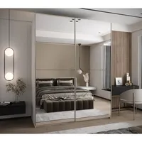 Skriňa s posuvnými dverami Lux 2 200 Svetlohnedé drevo Biela Sivá