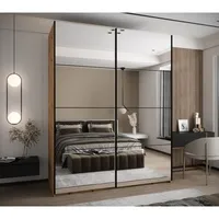 Skriňa s posuvnými dverami Lux 2 200 Svetlohnedé drevo Čierna