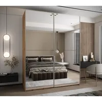 Skriňa s posuvnými dverami Lux 2 200 Svetlohnedé drevo Sivá