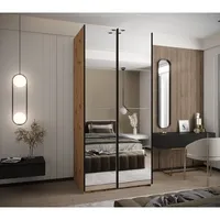 Skriňa s posuvnými dverami Lux 2 110 Svetlohnedé drevo Biela Čierna