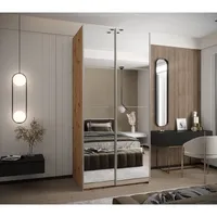 Skriňa s posuvnými dverami Lux 2 110 Svetlohnedé drevo Biela