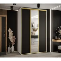 Skriňa s posuvnými dverami so zrkadlom vysoká Davos 3 160 hĺbka 60 cm Biela Čierna