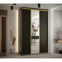 Skriňa s posuvnými dverami so zrkadlom vysoká Davos 3 160 hĺbka 60 cm Čierna