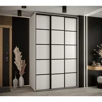 Posuvná skriňa Davos 4 150 60 cm hĺbky Biela Čierna