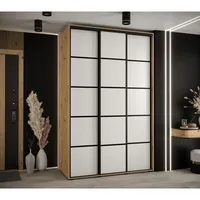 Posuvná skriňa Davos 4 150 60 cm hĺbky Svetlohnedé drevo Biela