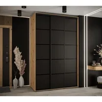 Posuvná skriňa Davos 4 150 60 cm hĺbky Svetlohnedé drevo Čierna