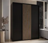 Skriňa s posuvnými dverami Sapporo 1 190 cm 45 cm Svetlohnedé drevo Čierna