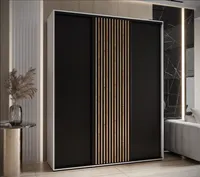 Skriňa s posuvnými dverami Sapporo 1 190 cm 45 cm Drevo tmavohnedé Biela Čierna