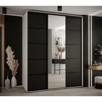 Skriňa s posuvnými dverami so zrkadlom Davos 5 190 cm 60 cm hĺbky Biela Čierna