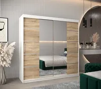 Skriňa s posuvnými dverami Verona 4 200 Svetlohnedé drevo Biela
