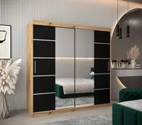 Skriňa s posuvnými dverami Verona 4 200 Svetlohnedé drevo Čierna