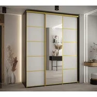 Skriňa s posuvnými dverami so zrkadlom Cannes 5 190 cm 60 cm hĺbky Biela Čierna