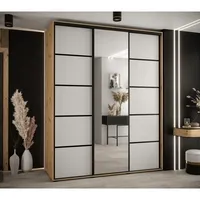 Skriňa s posuvnými dverami so zrkadlom Cannes 5 190 cm 60 cm hĺbky Svetlohnedé drevo Biela