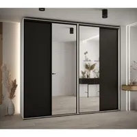 Skriňa s posuvnými dverami so zrkadlom vysoká Davos 3 270 hĺbka 45 cm Biela Čierna