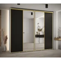 Skriňa s posuvnými dverami so zrkadlom vysoká Davos 3 270 hĺbka 45 cm Biela Čierna