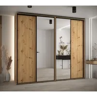 Skriňa s posuvnými dverami so zrkadlom vysoká Davos 3 270 hĺbka 45 cm Svetlohnedé drevo