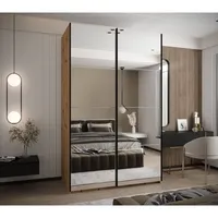 Skriňa s posuvnými dverami Lux 2 160 Svetlohnedé drevo Biela Čierna