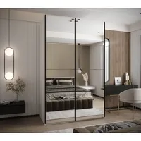 Skriňa s posuvnými dverami Lux 2 160 Svetlohnedé drevo Biela Čierna