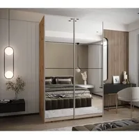 Skriňa s posuvnými dverami Lux 2 160 Svetlohnedé drevo Čierna