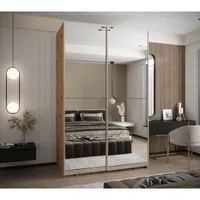 Skriňa s posuvnými dverami Lux 2 160 Svetlohnedé drevo Sivá