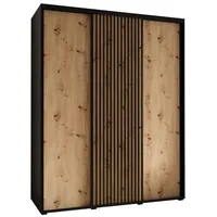 Posuvná skriňa Lanko 1 200 cm 45 cm hĺbky Svetlohnedé drevo Čierna