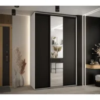 Skriňa s posuvnými dverami so zrkadlom vysoká Davos 3 160 hĺbka 45 cm Biela Čierna