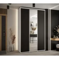 Skriňa s posuvnými dverami so zrkadlom vysoká Davos 3 160 hĺbka 45 cm Biela Čierna
