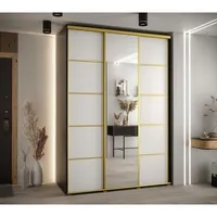Skriňa s posuvnými dverami so zrkadlom Davos 5 180 cm 60 cm hĺbky Biela Čierna