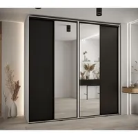Skriňa s posuvnými dverami so zrkadlom vysoká Davos 3 240 hĺbka 60 cm Biela Čierna