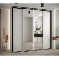 Skriňa s posuvnými dverami so zrkadlom vysoká Davos 3 240 hĺbka 60 cm Biela Čierna