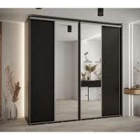 Skriňa s posuvnými dverami so zrkadlom vysoká Davos 3 240 hĺbka 60 cm Čierna