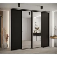 Skriňa s posuvnými dverami so zrkadlom vysoká Davos 3 260 hĺbka 60 cm Biela Čierna