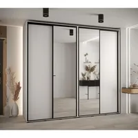 Skriňa s posuvnými dverami so zrkadlom vysoká Davos 3 260 hĺbka 60 cm Biela Čierna