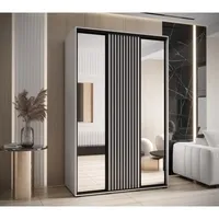 Skriňa s posuvnými dverami so zrkadlom Lanko 2 160 cm 60 cm hĺbky Biela Čierna