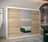 Skriňa s posuvnými dverami Verona 2 250 Svetlohnedé drevo Biela