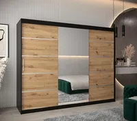 Skriňa s posuvnými dverami Verona 2 250 Svetlohnedé drevo Čierna